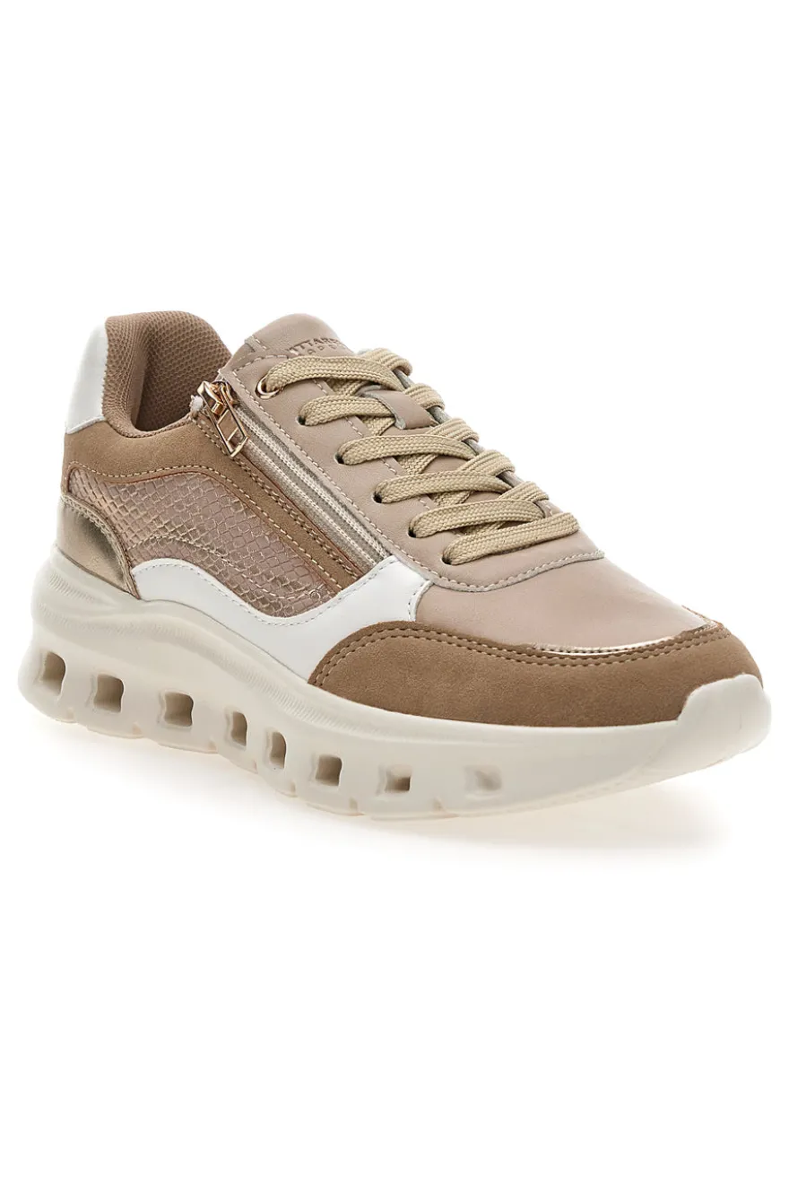 Sneakers da donna beige con inserti a contrasto Pittarello 8W25309