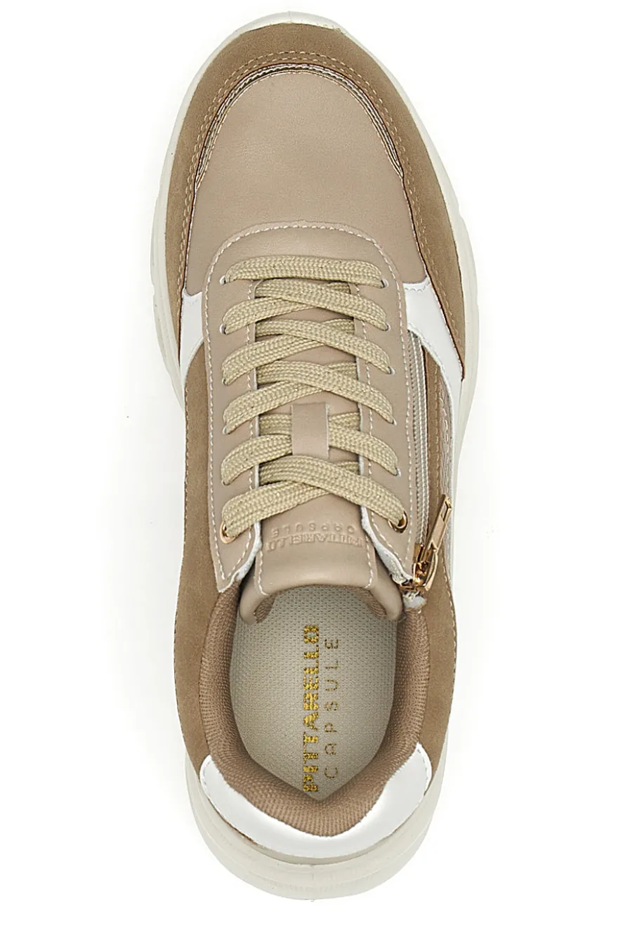 Sneakers da donna beige con inserti a contrasto Pittarello 8W25309