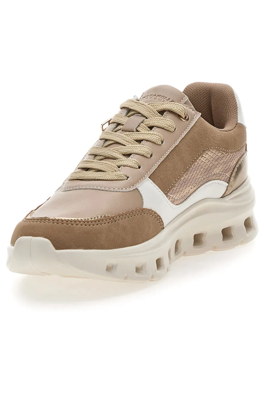 Sneakers da donna beige con inserti a contrasto Pittarello 8W25309