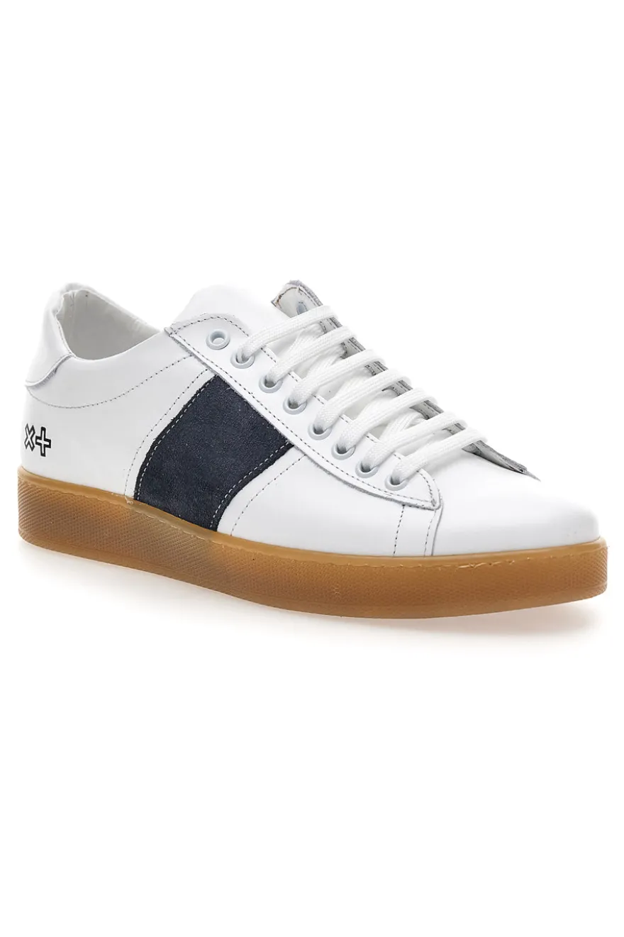 Sneakers da uomo bianco in pelle con suola gum Ptr 3000