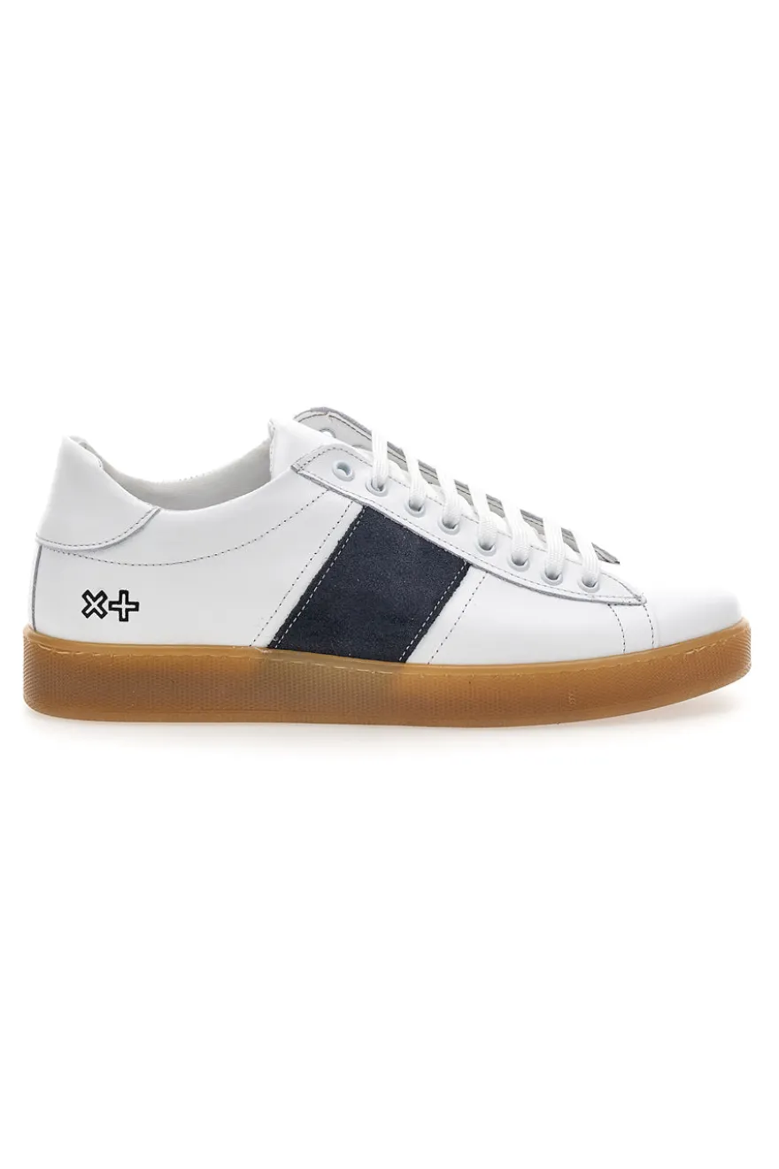 Sneakers da uomo bianco in pelle con suola gum Ptr 3000
