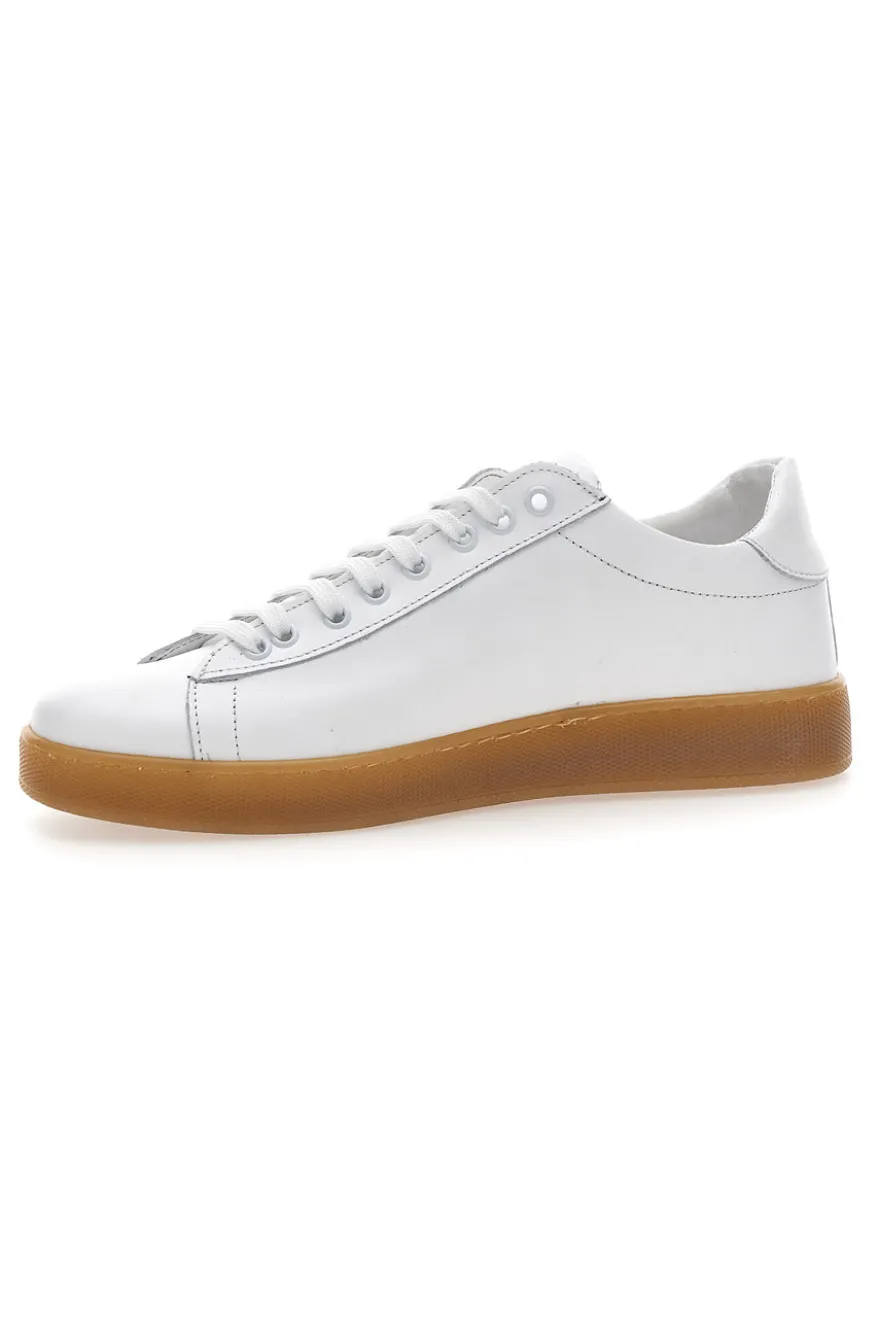 Sneakers da uomo bianco in pelle con suola gum Ptr 3000