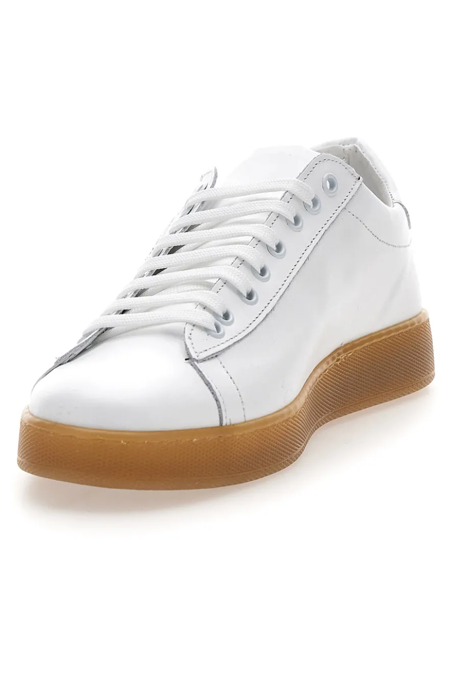 Sneakers da uomo bianco in pelle con suola gum Ptr 3000