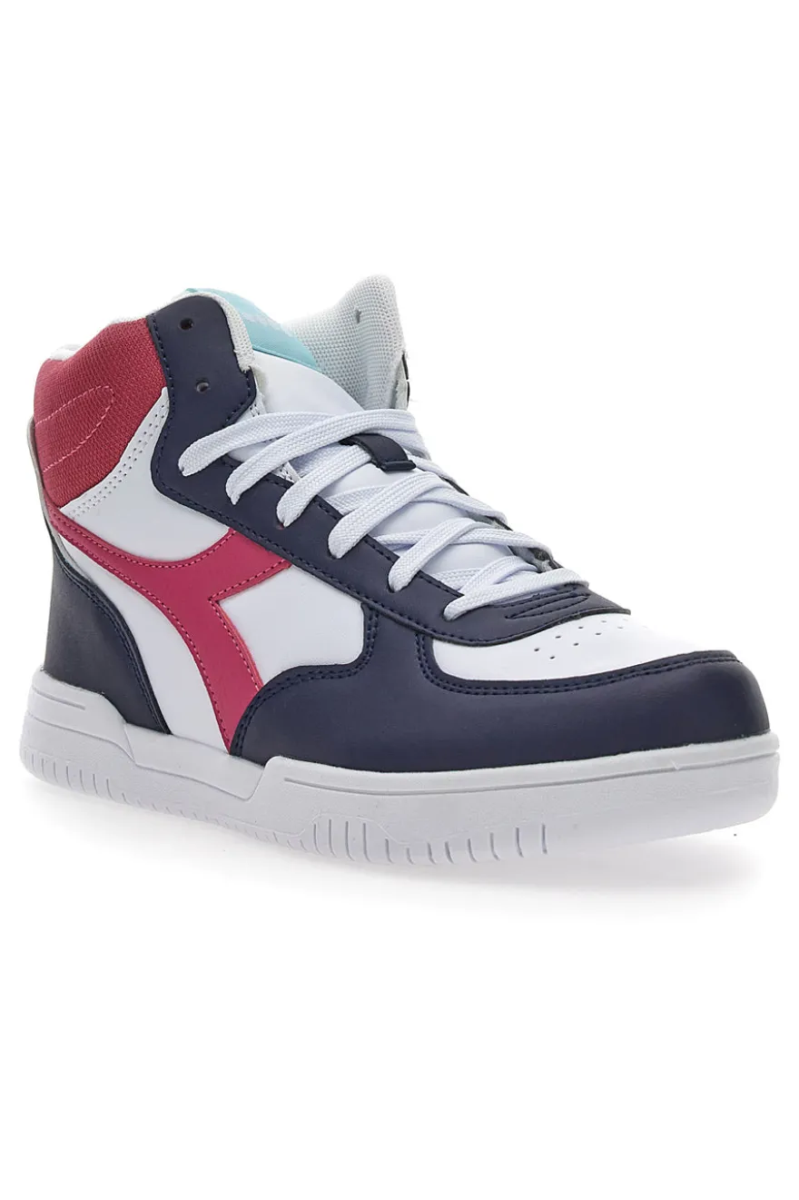 Sneakers Diadora Raptor Mid GS Bianche, Blu e Fuxia