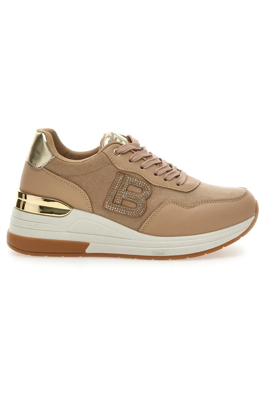 Sneakers Flatform Beige con Dettagli Dorati Laura Biagiotti 8923
