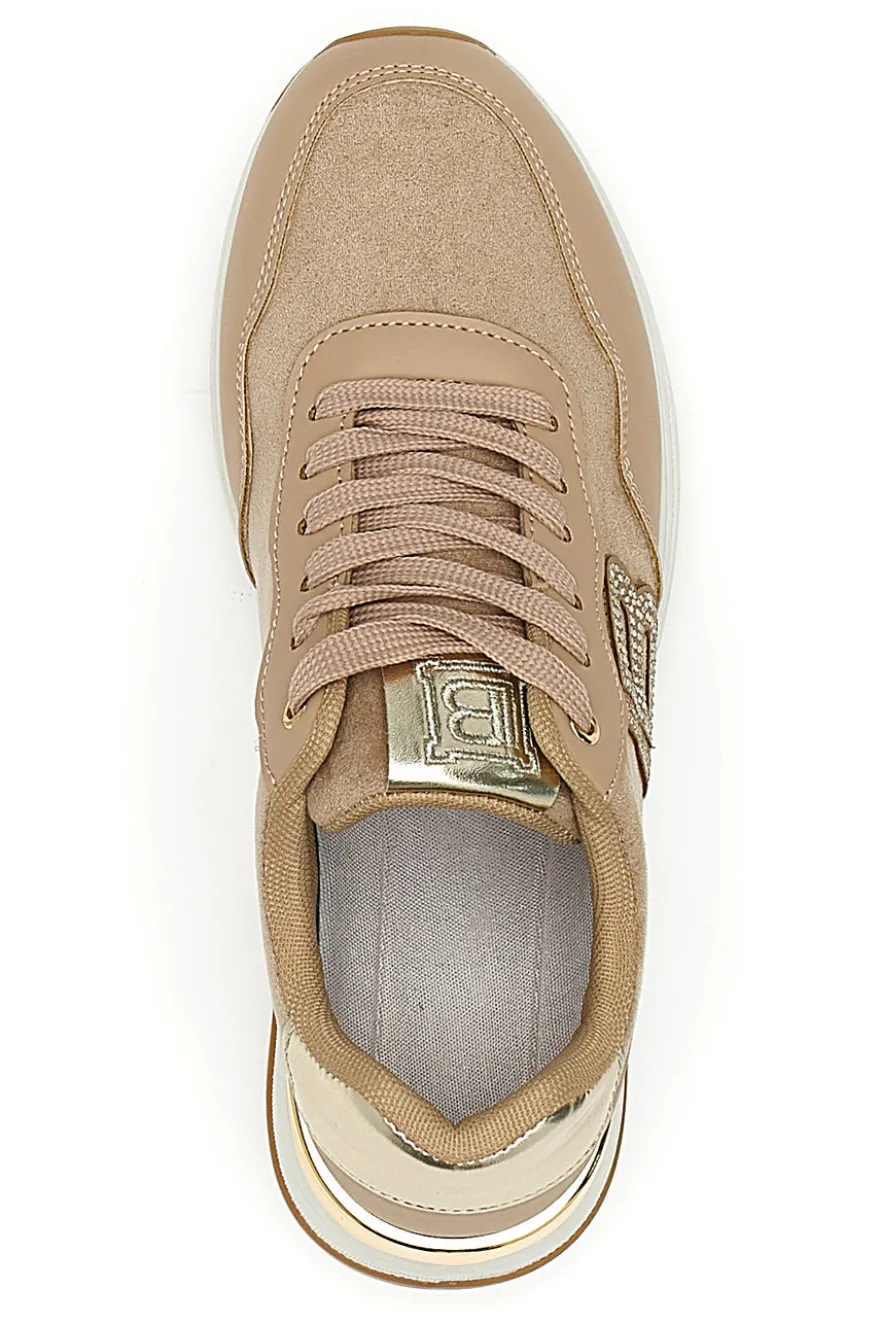 Sneakers Flatform Beige con Dettagli Dorati Laura Biagiotti 8923