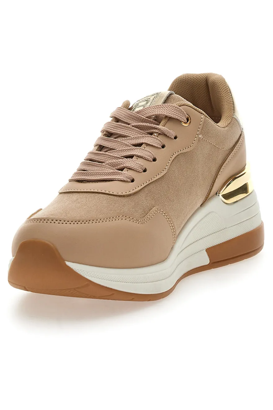 Sneakers Flatform Beige con Dettagli Dorati Laura Biagiotti 8923