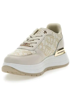 Sneakers Flatform Beige con Logo e Dettagli Dorati Laura Biagiotti 8917