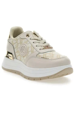 Sneakers Flatform Beige con Logo e Dettagli Dorati Laura Biagiotti 8917