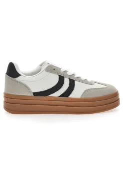 Sneakers Flatform Bianche con Dettagli Nerti Cafè Cost BKTZ3003