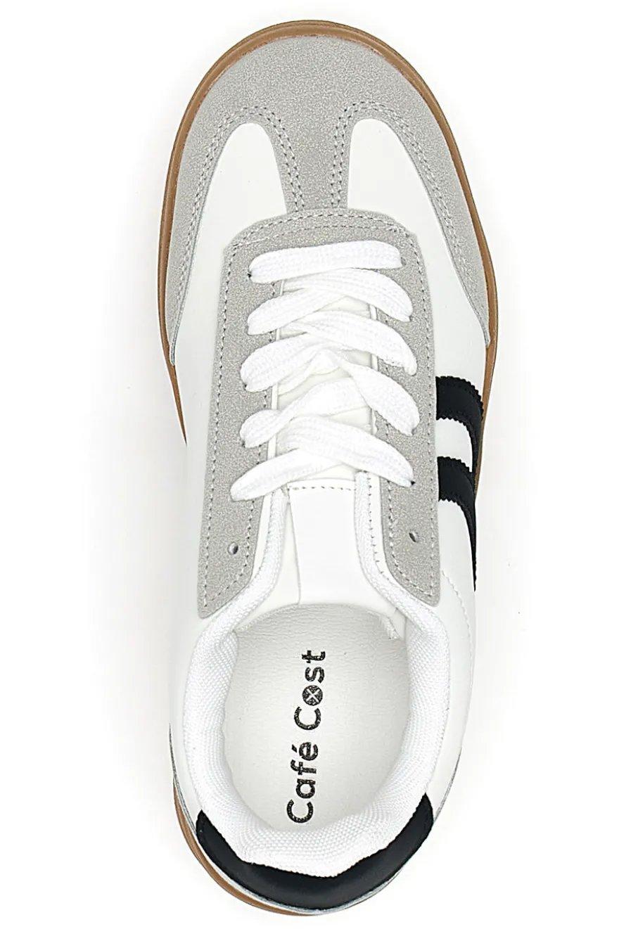 Sneakers Flatform Bianche con Dettagli Nerti Cafè Cost BKTZ3003