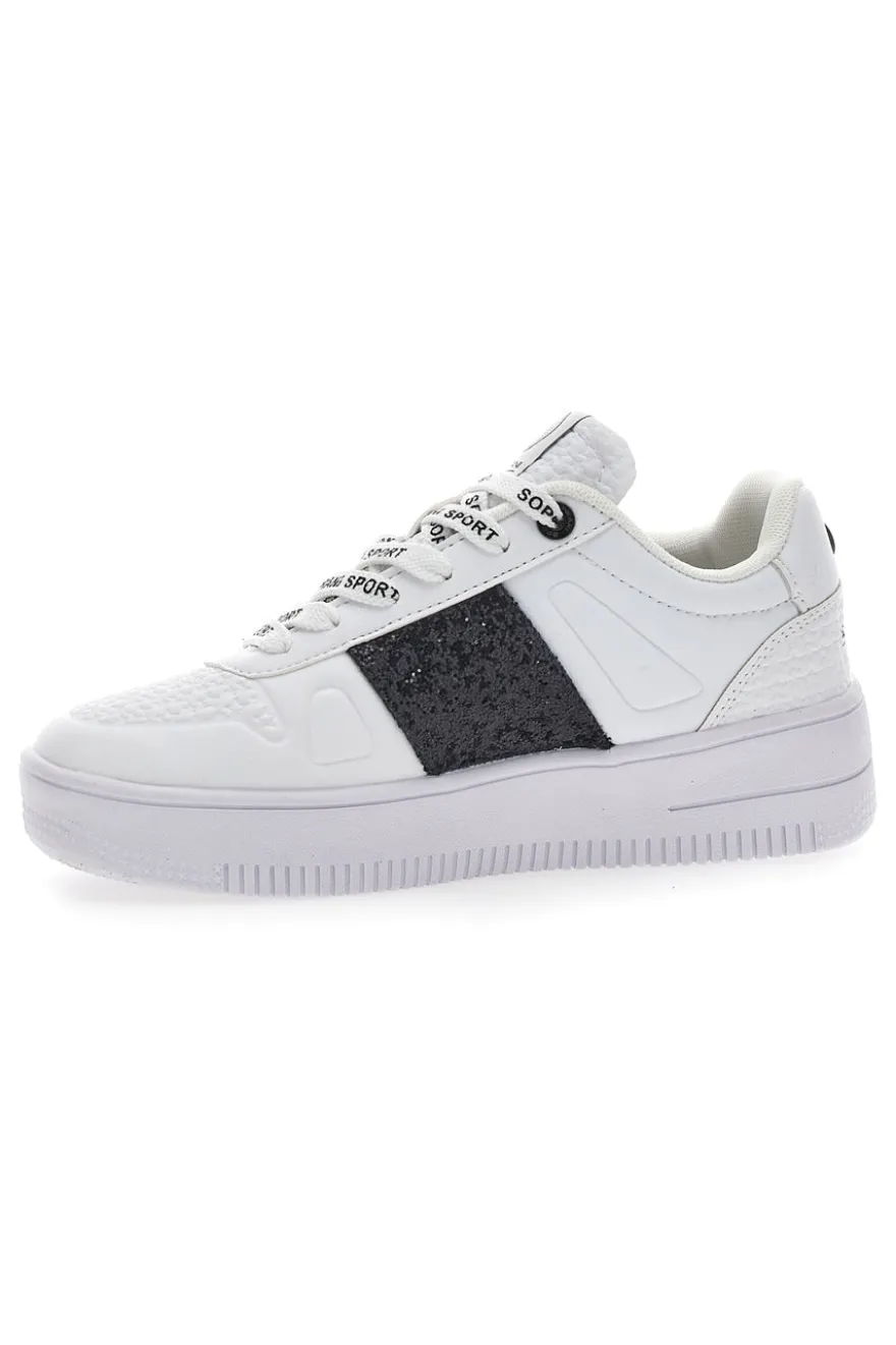 Sneakers Flatform Soprani Jimmy Glitter Bianche