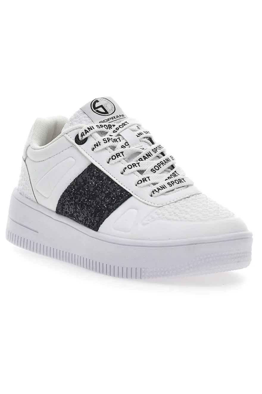 Sneakers Flatform Soprani Jimmy Glitter Bianche