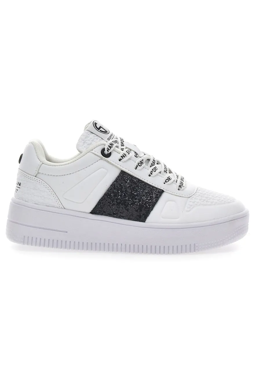 Sneakers Flatform Soprani Jimmy Glitter Bianche