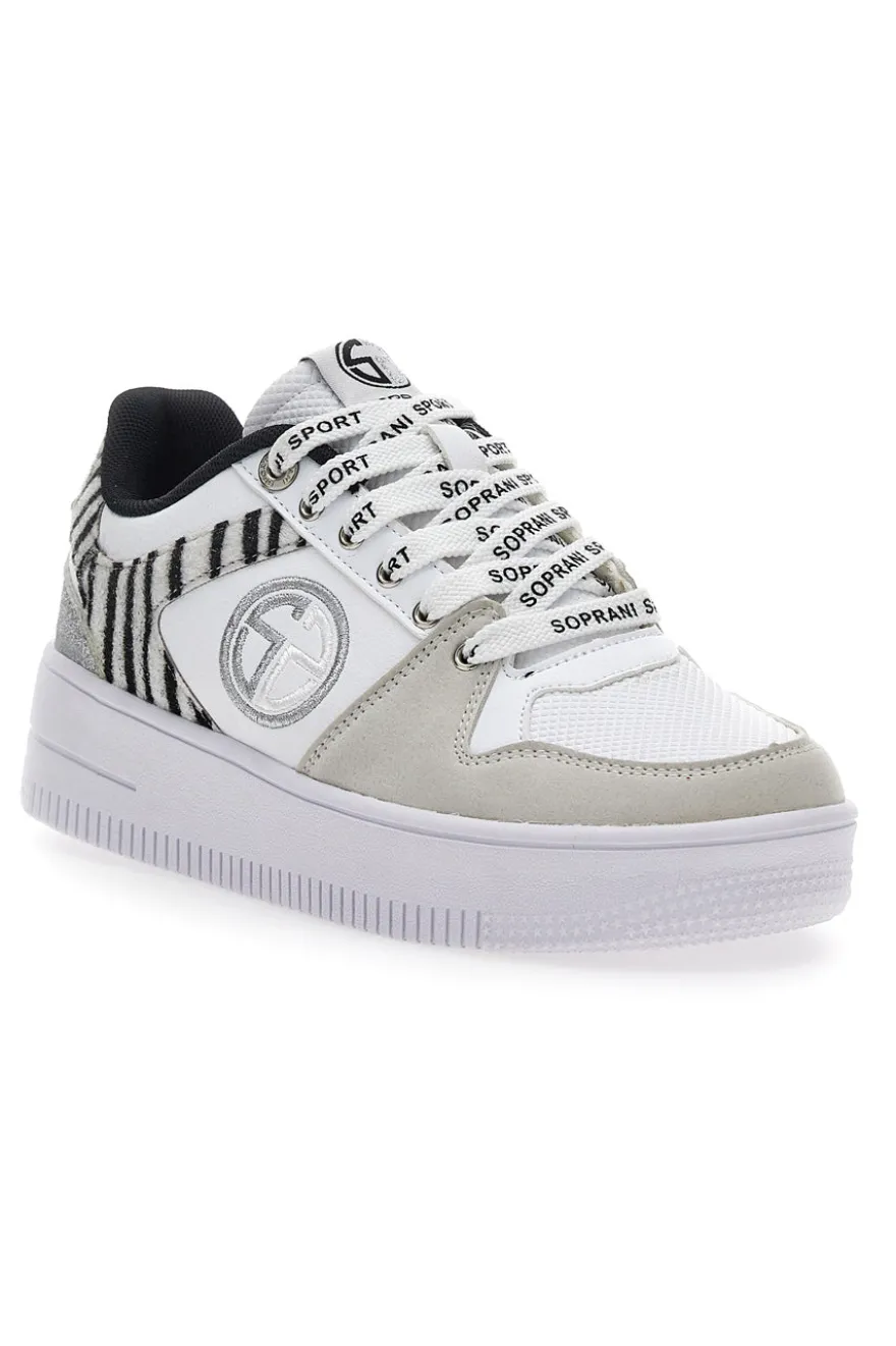 Sneakers Flatform Soprani Alex Bianche Animalier