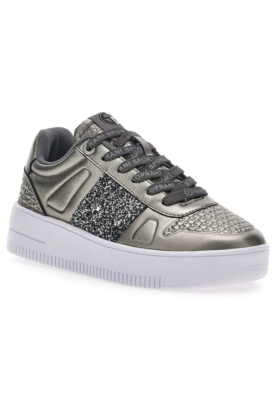 Sneakers Flatform Soprani Jimmy Glitter Piombo