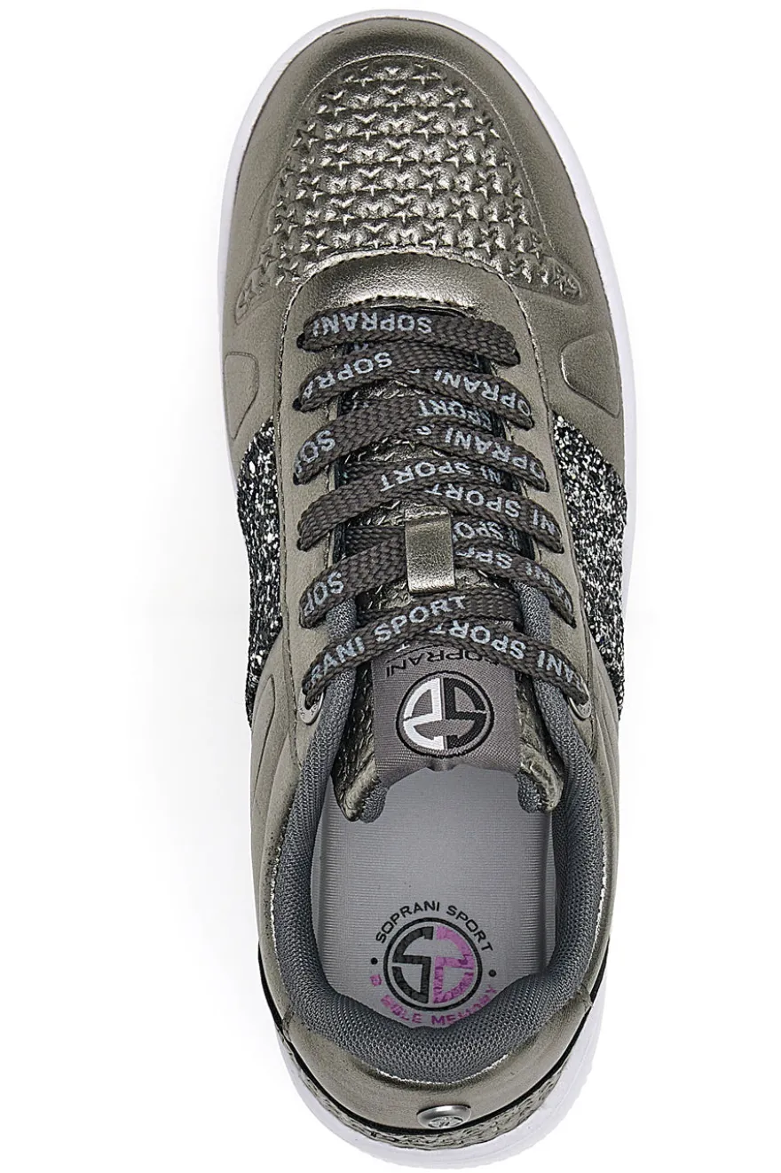 Sneakers Flatform Soprani Jimmy Glitter Piombo