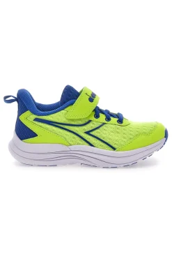 Sneakers Gialle Fluo e Blu con Velcro e Lacci Elastici Diadora Snipe 2 JR