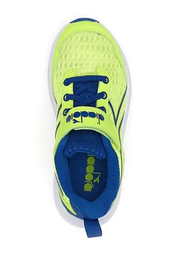 Sneakers Gialle Fluo e Blu con Velcro e Lacci Elastici Diadora Snipe 2 JR