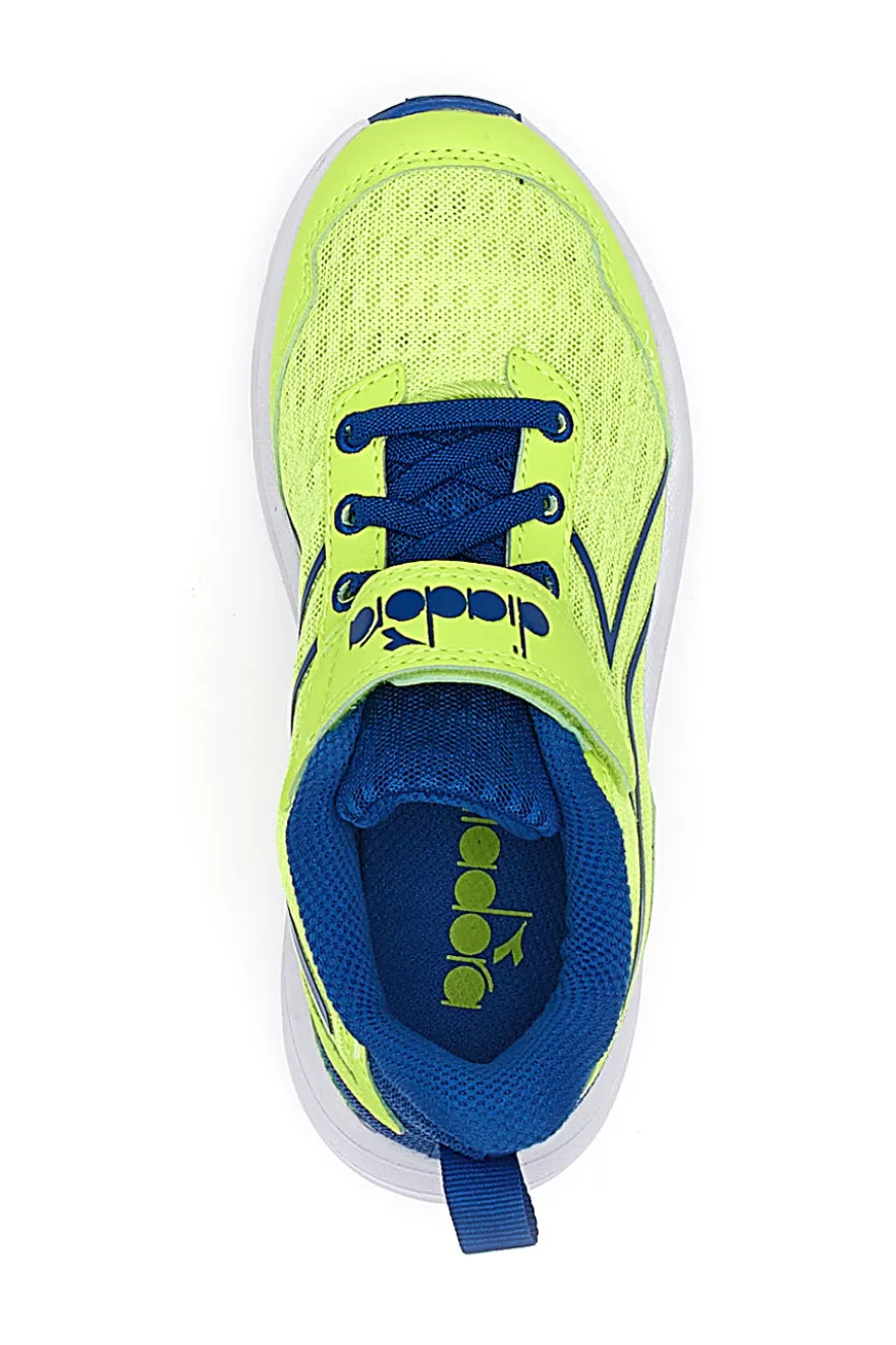 Sneakers Gialle Fluo e Blu con Velcro e Lacci Elastici Diadora Snipe 2 JR