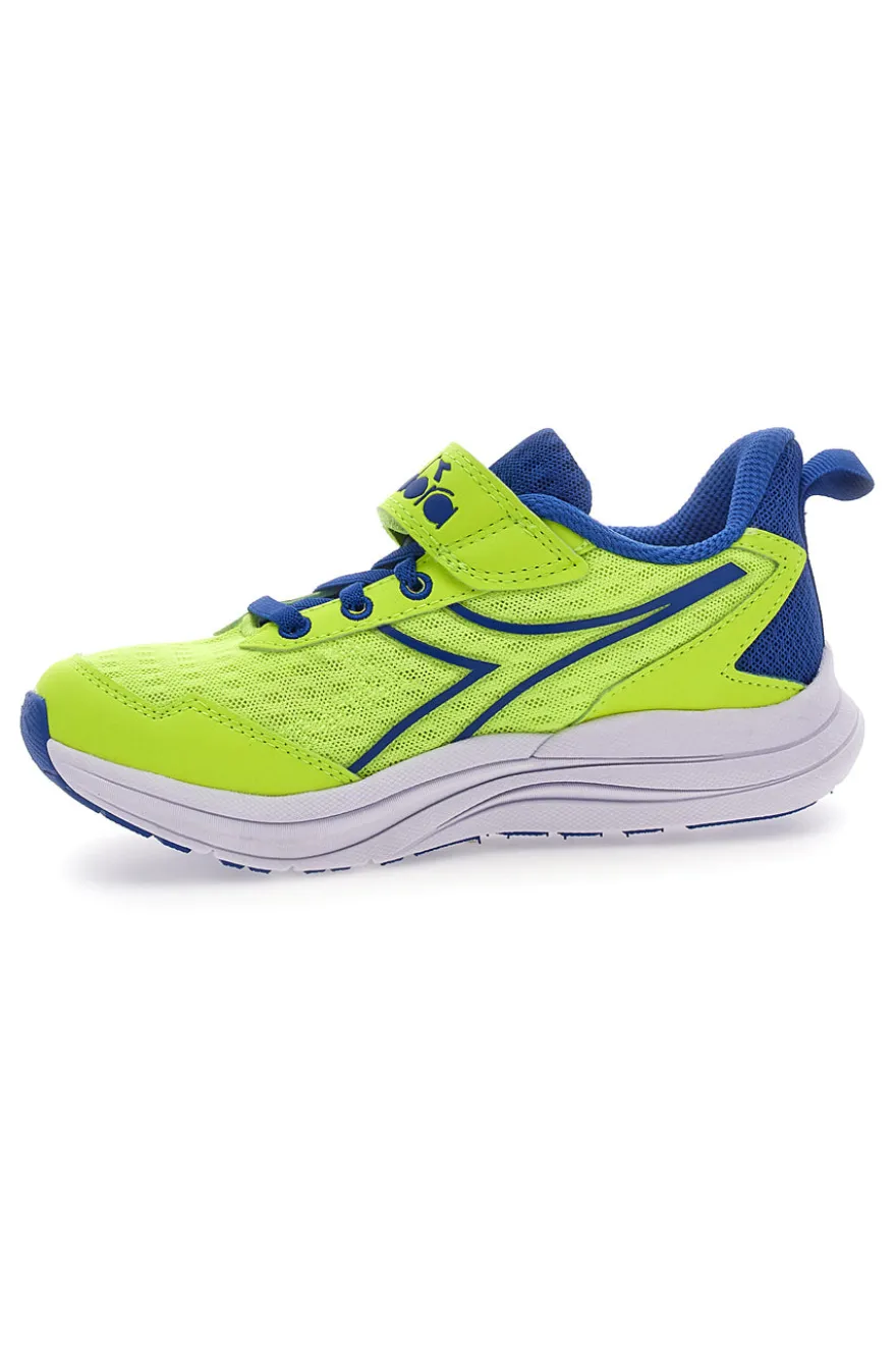 Sneakers Gialle Fluo e Blu con Velcro e Lacci Elastici Diadora Snipe 2 JR