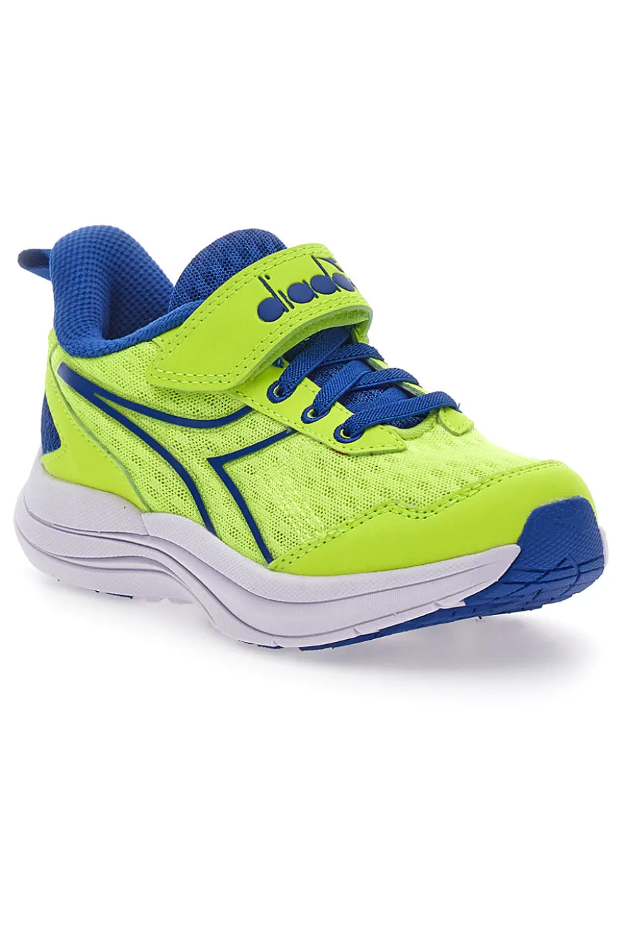 Sneakers Gialle Fluo e Blu con Velcro e Lacci Elastici Diadora Snipe 2 JR