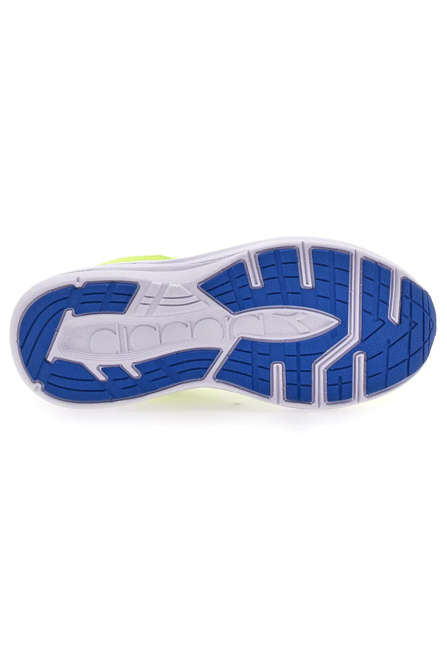 Sneakers Gialle Fluo e Blu con Velcro e Lacci Elastici Diadora Snipe 2 JR