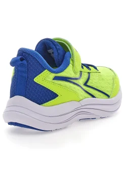 Sneakers Gialle Fluo e Blu con Velcro e Lacci Elastici Diadora Snipe 2 JR