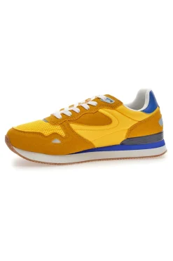Sneakers gialle in tessuto con dettagli scamosciati Gas OMY MIX