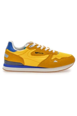 Sneakers gialle in tessuto con dettagli scamosciati Gas OMY MIX