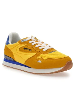 Sneakers gialle in tessuto con dettagli scamosciati Gas OMY MIX