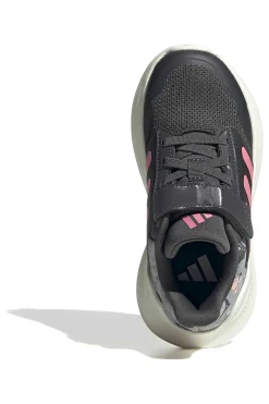 Sneakers grigie con dettagli rosa e chiusura a strappo Adidas Tensaur Run 3.0 El C