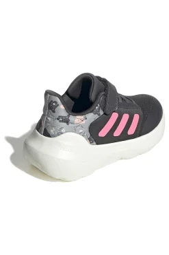Sneakers grigie con dettagli rosa e chiusura a strappo Adidas Tensaur Run 3.0 El C