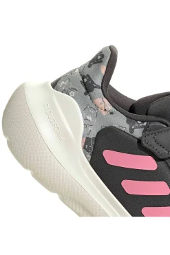 Sneakers grigie con dettagli rosa e chiusura a strappo Adidas Tensaur Run 3.0 El C