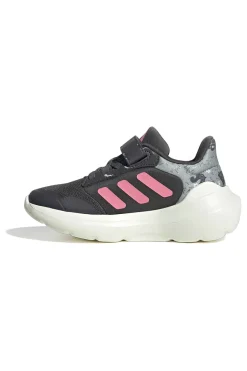 Sneakers grigie con dettagli rosa e chiusura a strappo Adidas Tensaur Run 3.0 El C
