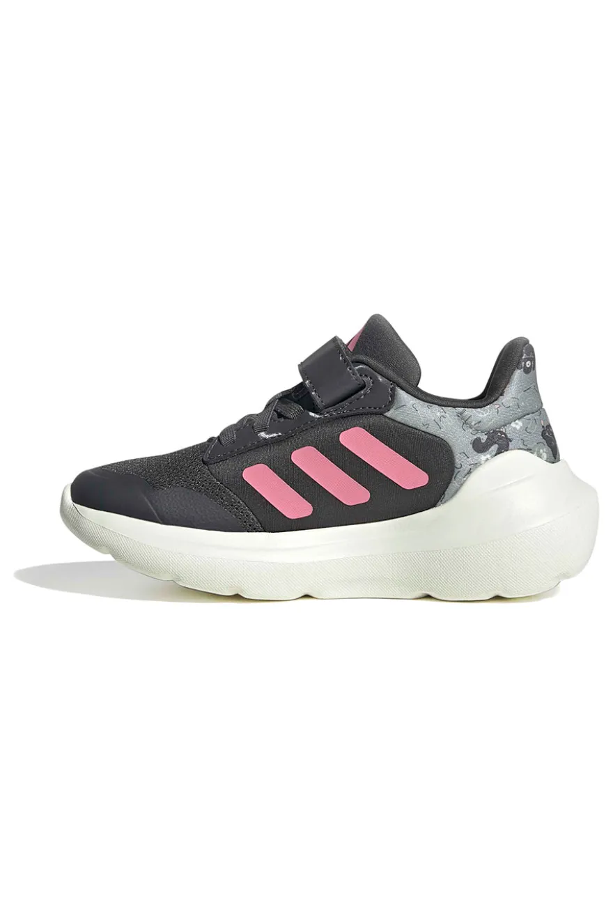 Sneakers grigie con dettagli rosa e chiusura a strappo Adidas Tensaur Run 3.0 El C