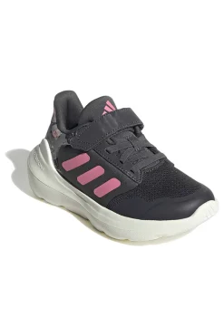 Sneakers grigie con dettagli rosa e chiusura a strappo Adidas Tensaur Run 3.0 El C
