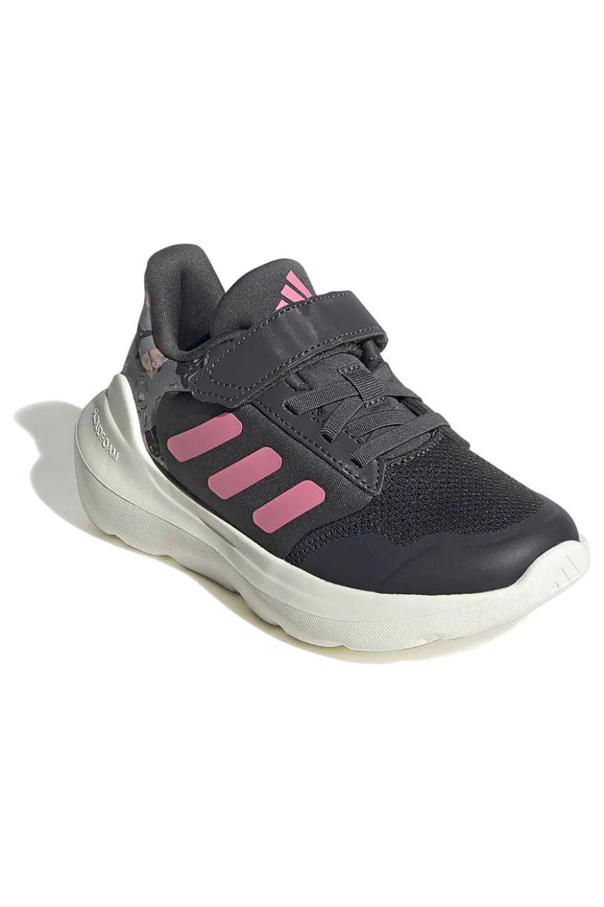 Sneakers grigie con dettagli rosa e chiusura a strappo Adidas Tensaur Run 3.0 El C