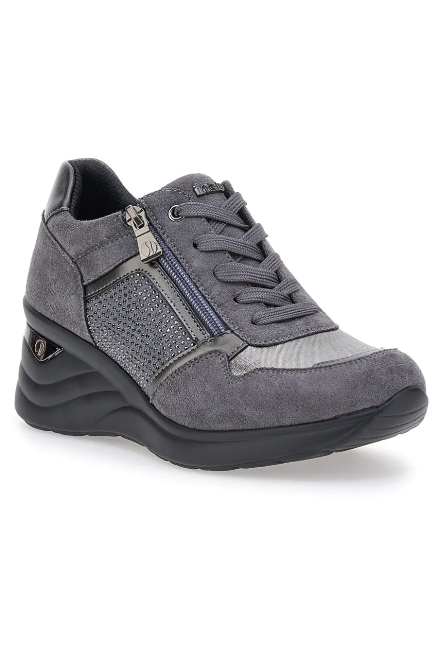 Sneakers grigie con Lacci e Platform INBLU IN402025