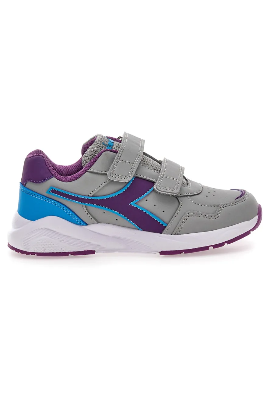 Sneakers grigie con velcro Diadora Falcon 5 SL JR V