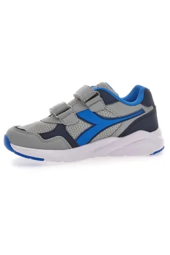 Sneakers Grigie e Blu con Doppio Velcro Diadora Falcon 5 JR V