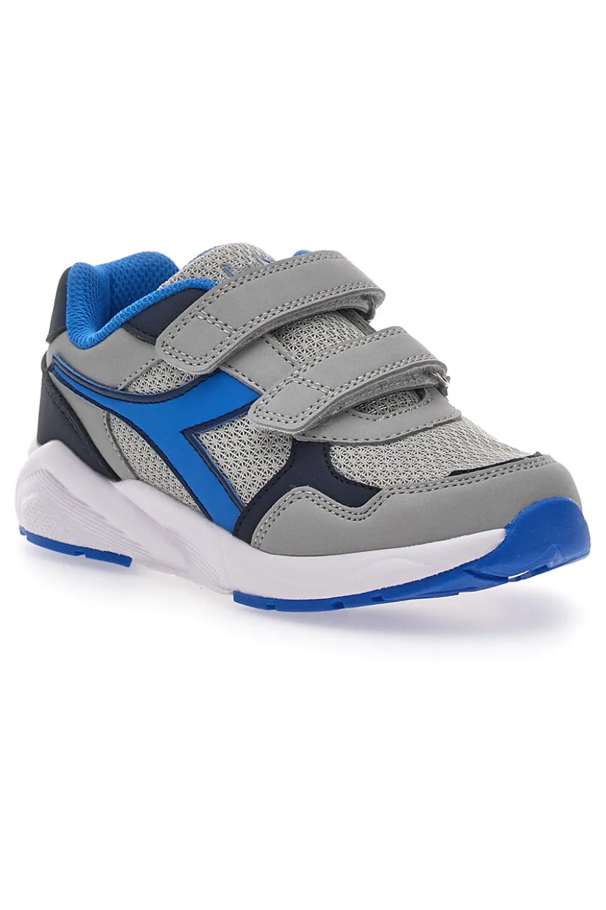 Sneakers Grigie e Blu con Doppio Velcro Diadora Falcon 5 JR V