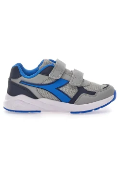 Sneakers Grigie e Blu con Doppio Velcro Diadora Falcon 5 JR V