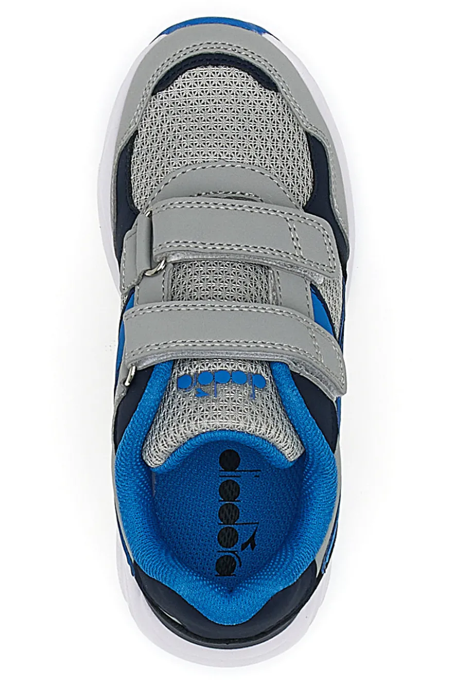 Sneakers Grigie e Blu con Doppio Velcro Diadora Falcon 5 JR V