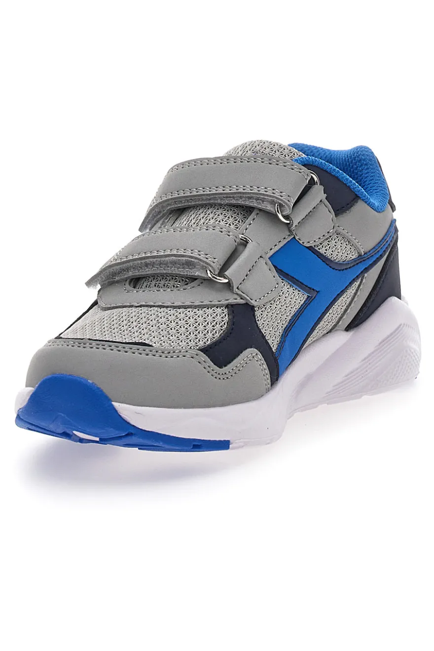 Sneakers Grigie e Blu con Doppio Velcro Diadora Falcon 5 JR V