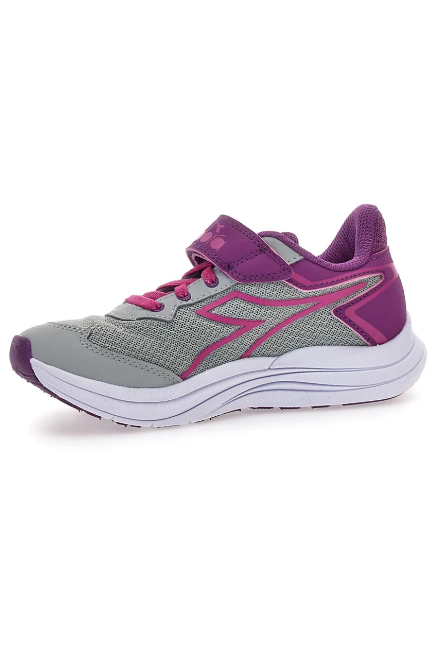 Sneakers grigie e fucsia sportive con strappo Diadora Snipe 3 JR