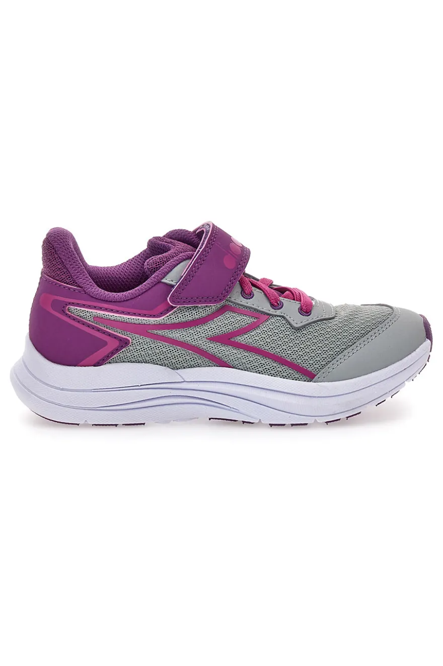 Sneakers grigie e fucsia sportive con strappo Diadora Snipe 3 JR