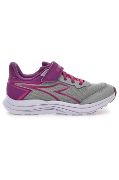 Sneakers grigie e fucsia con strappo e lacci elastici Diadora Snipe 3 JR
