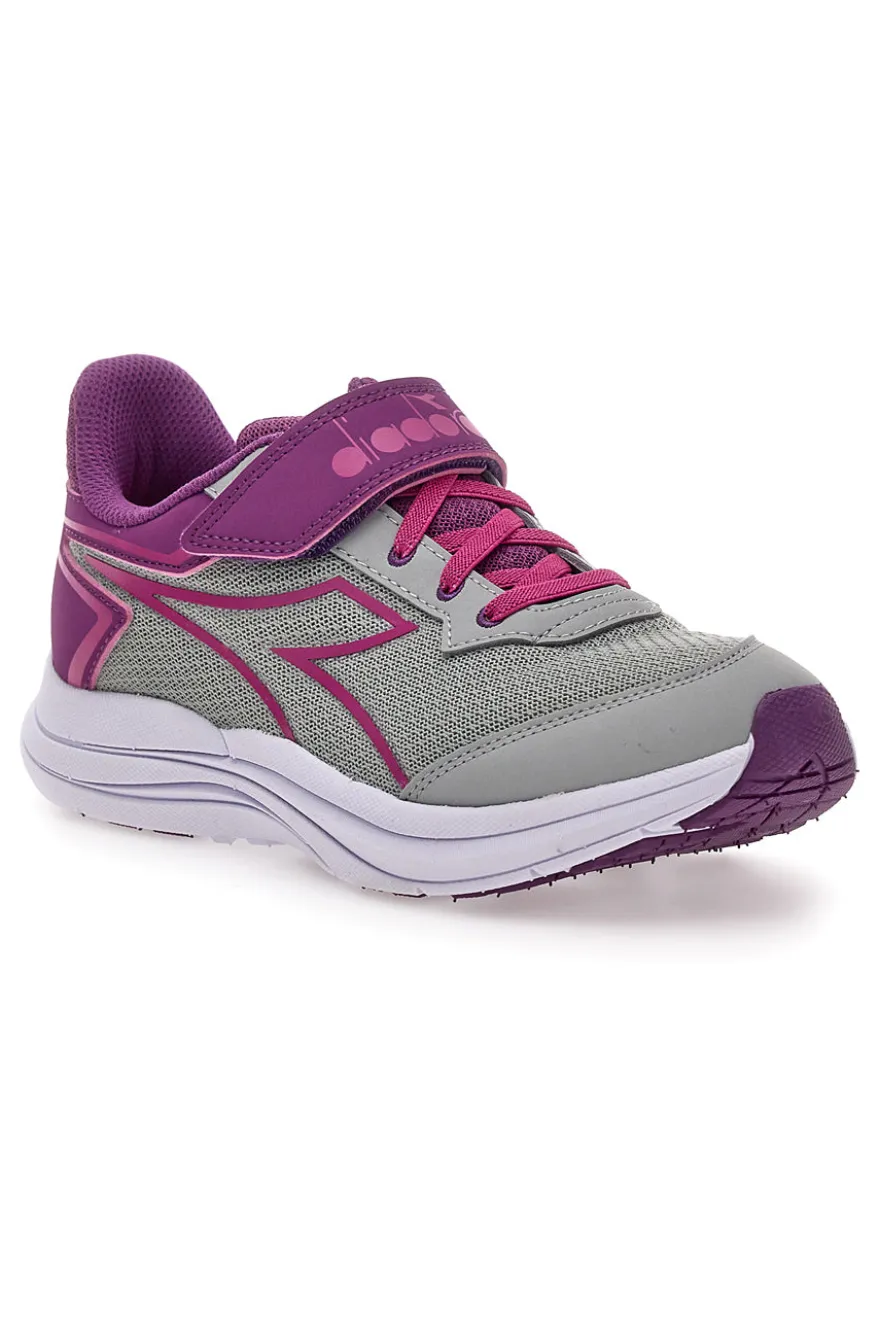 Sneakers grigie e fucsia con strappo e lacci elastici Diadora Snipe 3 JR