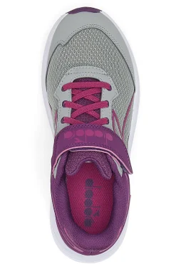 Sneakers grigie e fucsia con strappo e lacci elastici Diadora Snipe 3 JR